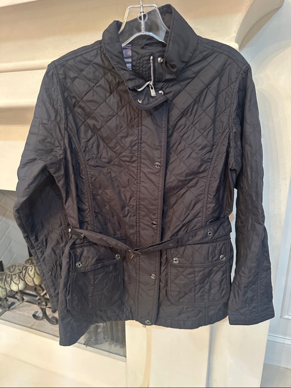Peter Millar Quilted Black Utility Jacket with Belt
